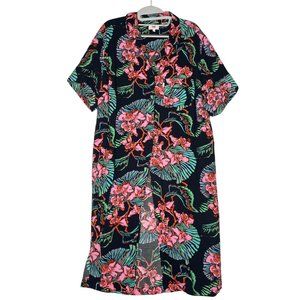 Levi's Women's Size 1X Short Sleeve Collared Button Down Long Hawaiian Shirt